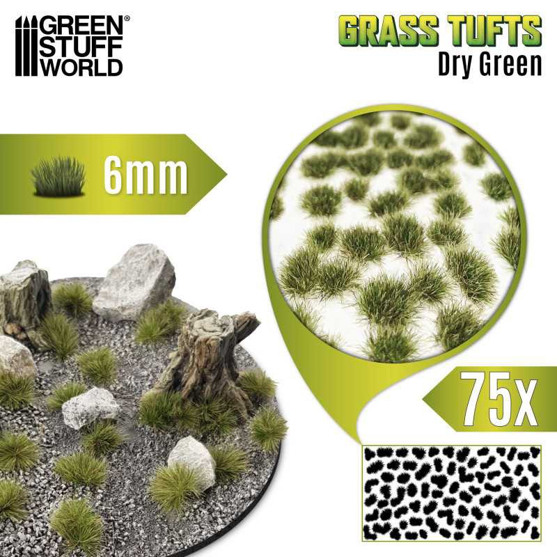 Touffes d'Herbe (6mm) - Vert Sec - Flocage (-10%)