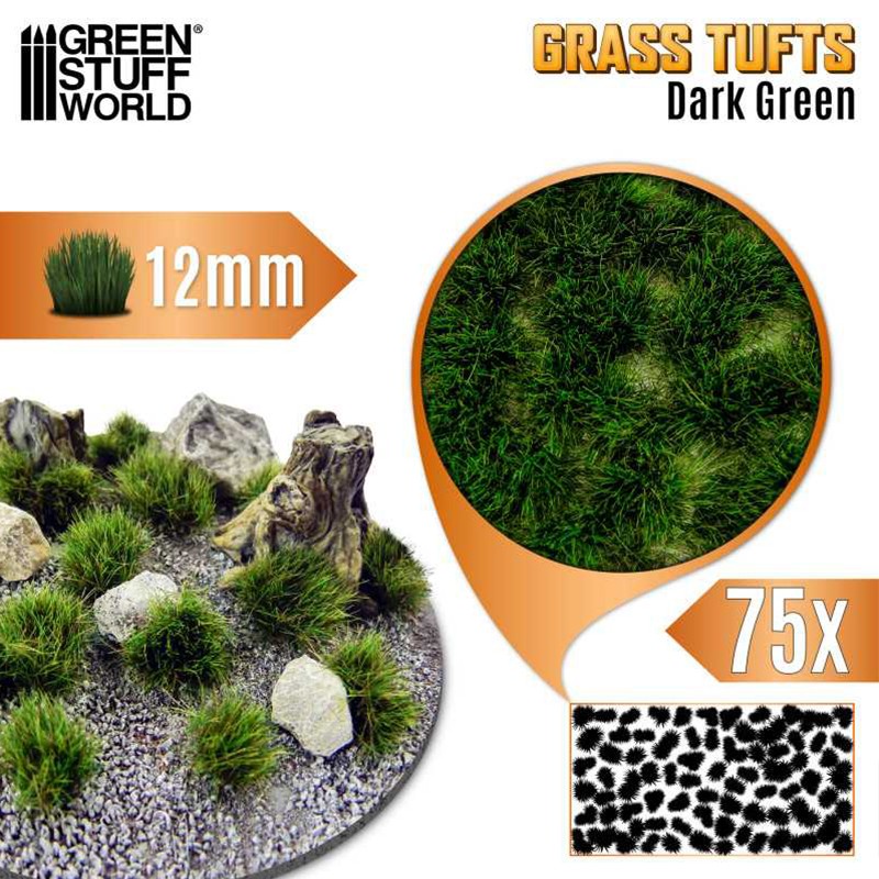 Touffes d'Herbe (12mm) - Vert Foncé - Flocage (-10%)