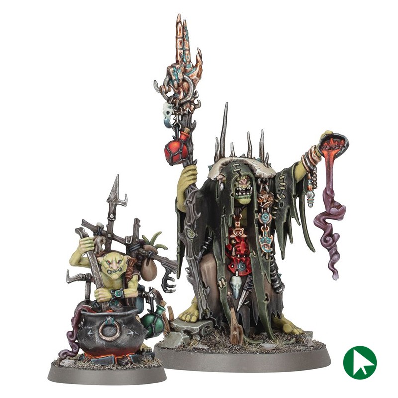 Chamane Vasomancien avec Grot Touilleur - Orruk Warclans