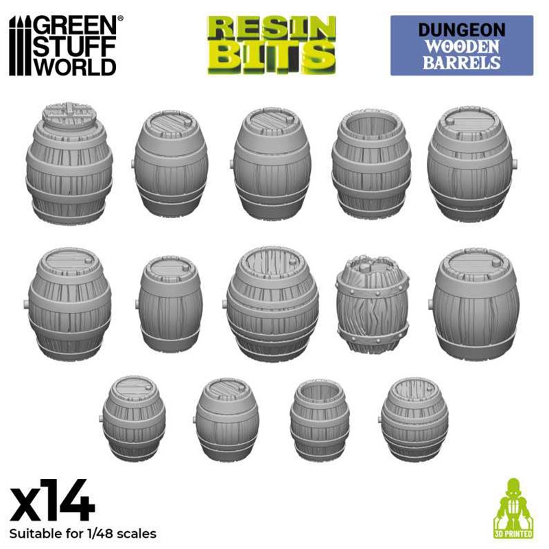 Set imprimé en 3D - Barils en bois (14x ) - Résine (-5%)