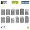 Set imprimé en 3D - Barils Métalliques (12x ) - Résine (-5%)