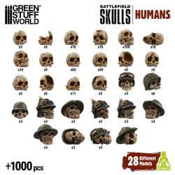1000x Crânes Humains en Résine 1:48 -1:35 (-5%)