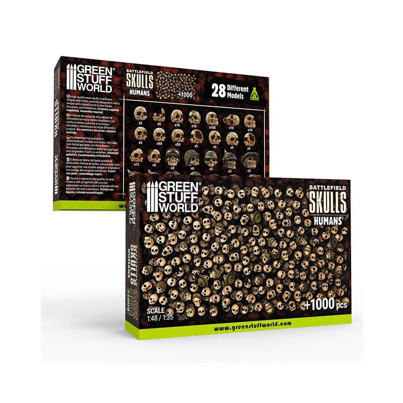 1000x Crânes Humains en Résine 1:48 -1:35 (-5%)