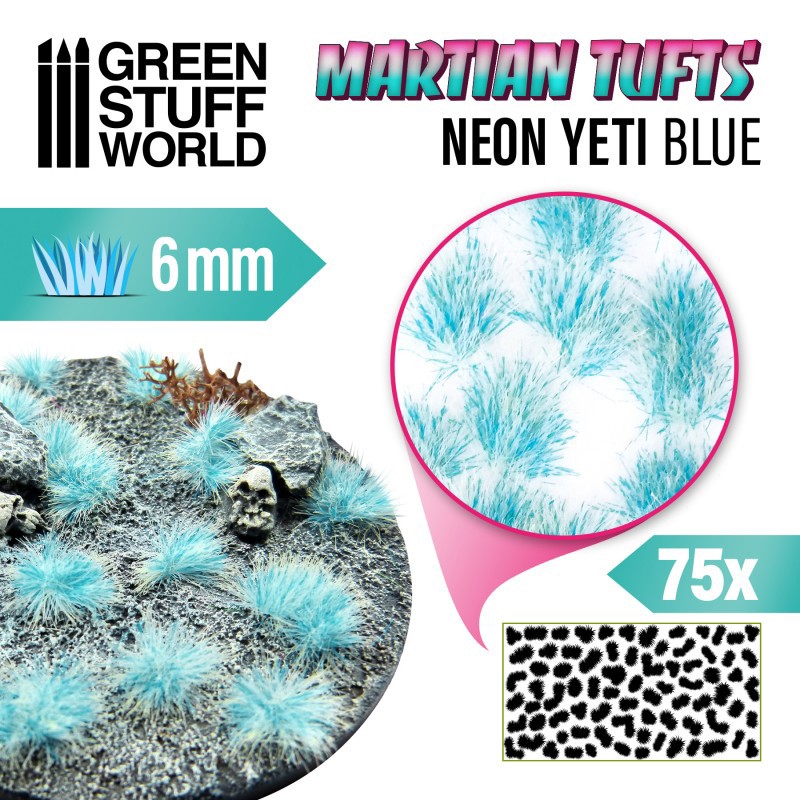 Touffes d'herbe Martienne (6mm) - NEON YETI BLUE - Flocage (-10%)